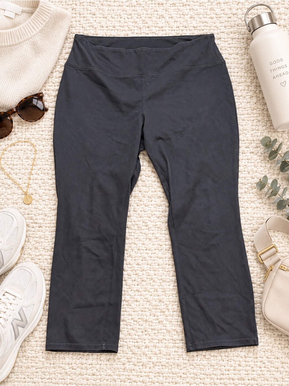 Women’s XL Black High Rise Crop Leggings Stretch Active Yoga Pocket
